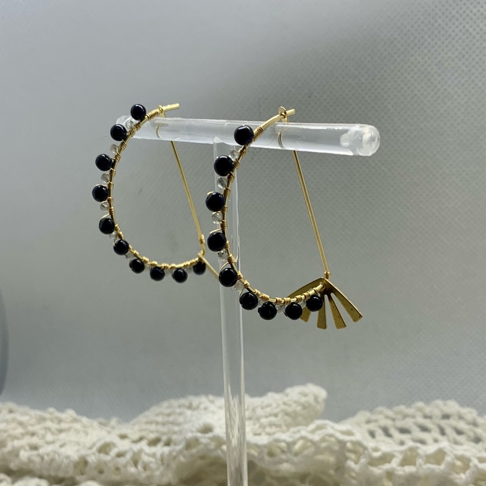 Blue Goldstone & Labradorite Earrings (18k plated Gold)